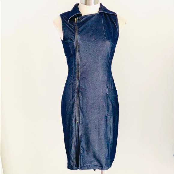 Denim-look stretch sleeveless shirt dress by MNG ( Mango) Size M - Picture 6 of 10